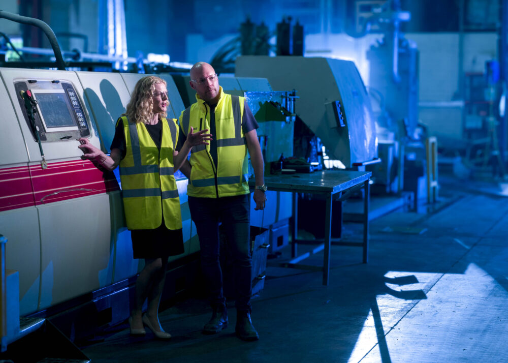 L-R: Sinéad Galligani, Chief Marketing Officer, OSSM, with Neil Skeffington, CEO, Novelplast. OSSM is announcing that its deployment of NetSuite ERP technology is helping plastics recycling company Novelplast to save an average of 25,000 tonnes of plastic from entering landfill each year.