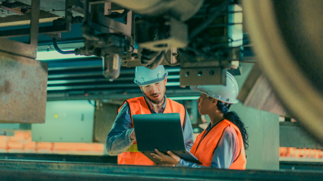 Manufacturing technicians inspect and repair engine using NetSuite ERP system insights